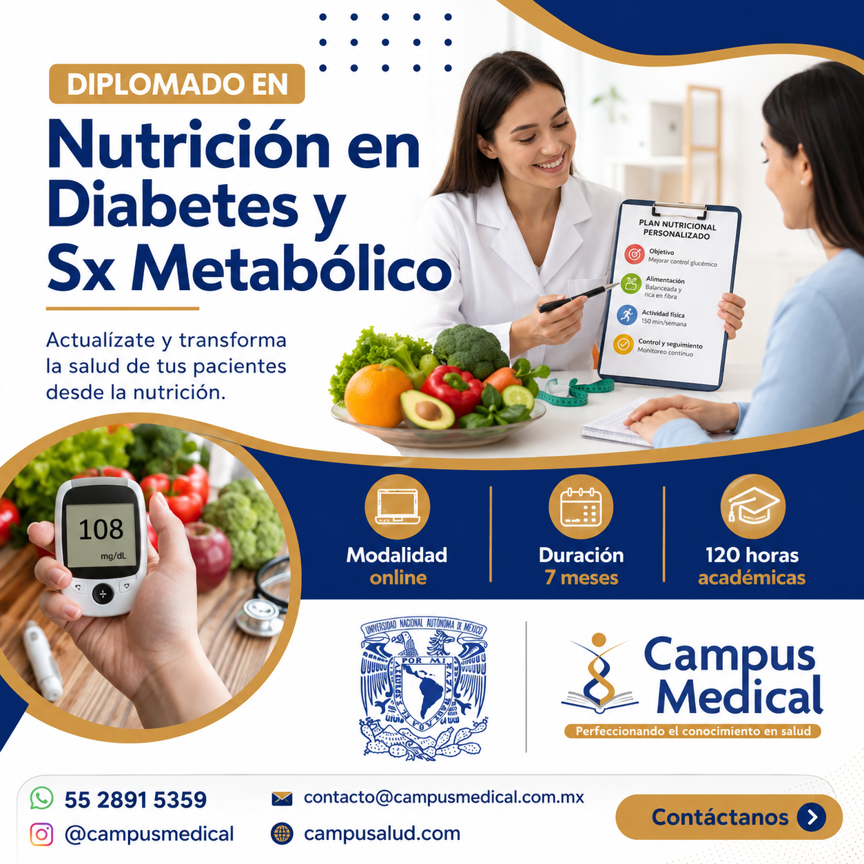 Diplomado con aval UNAM en Nutrición de Diabetes y Sindrome Metabolico